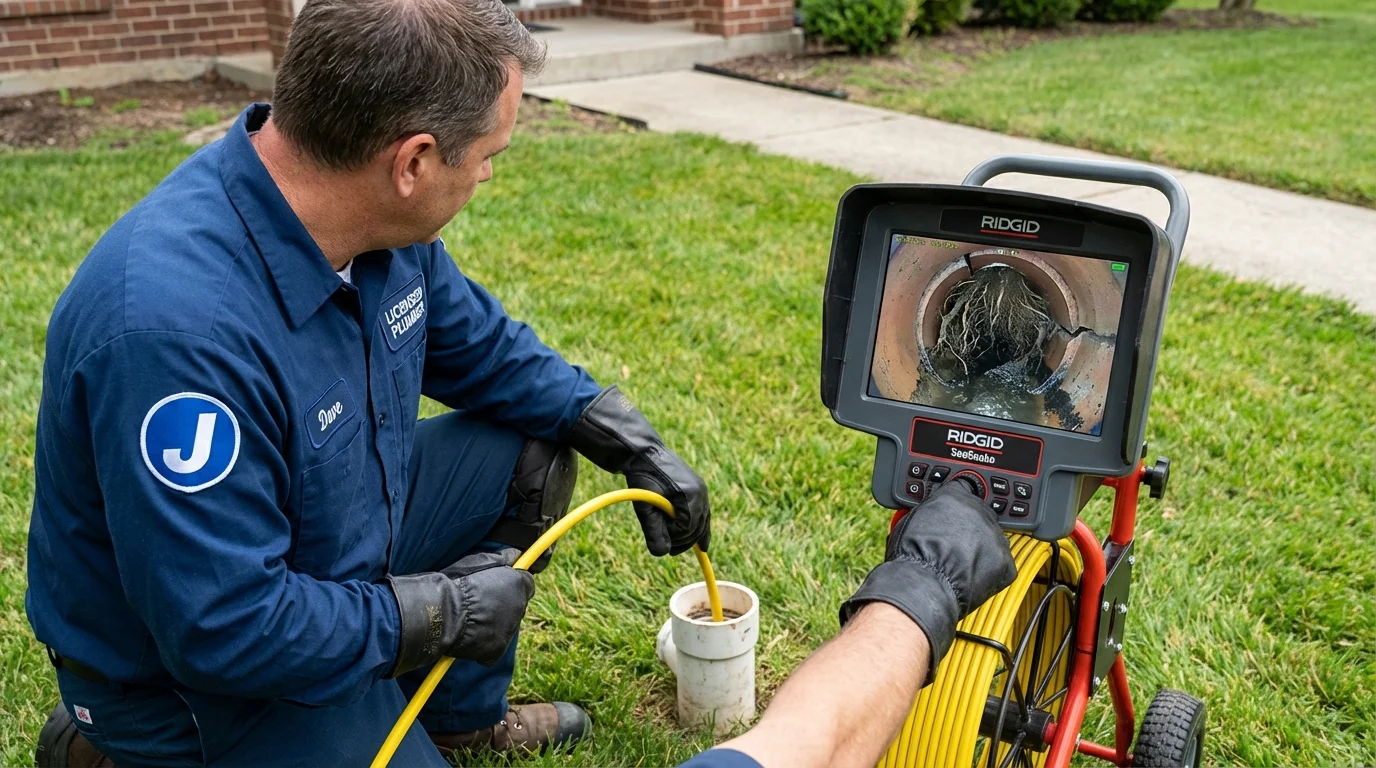 Sewer camera inspection being performed by Johns Plumbing LLC in Nunda